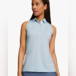 Puma Golf Ladies Mattr Peak Sleeveless Polo Light Blue Polo Shirt Size 2Xl